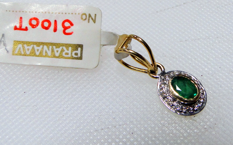 Gold Diamond Emerald Gemstone Pendant necklace jewelry fine jewellery